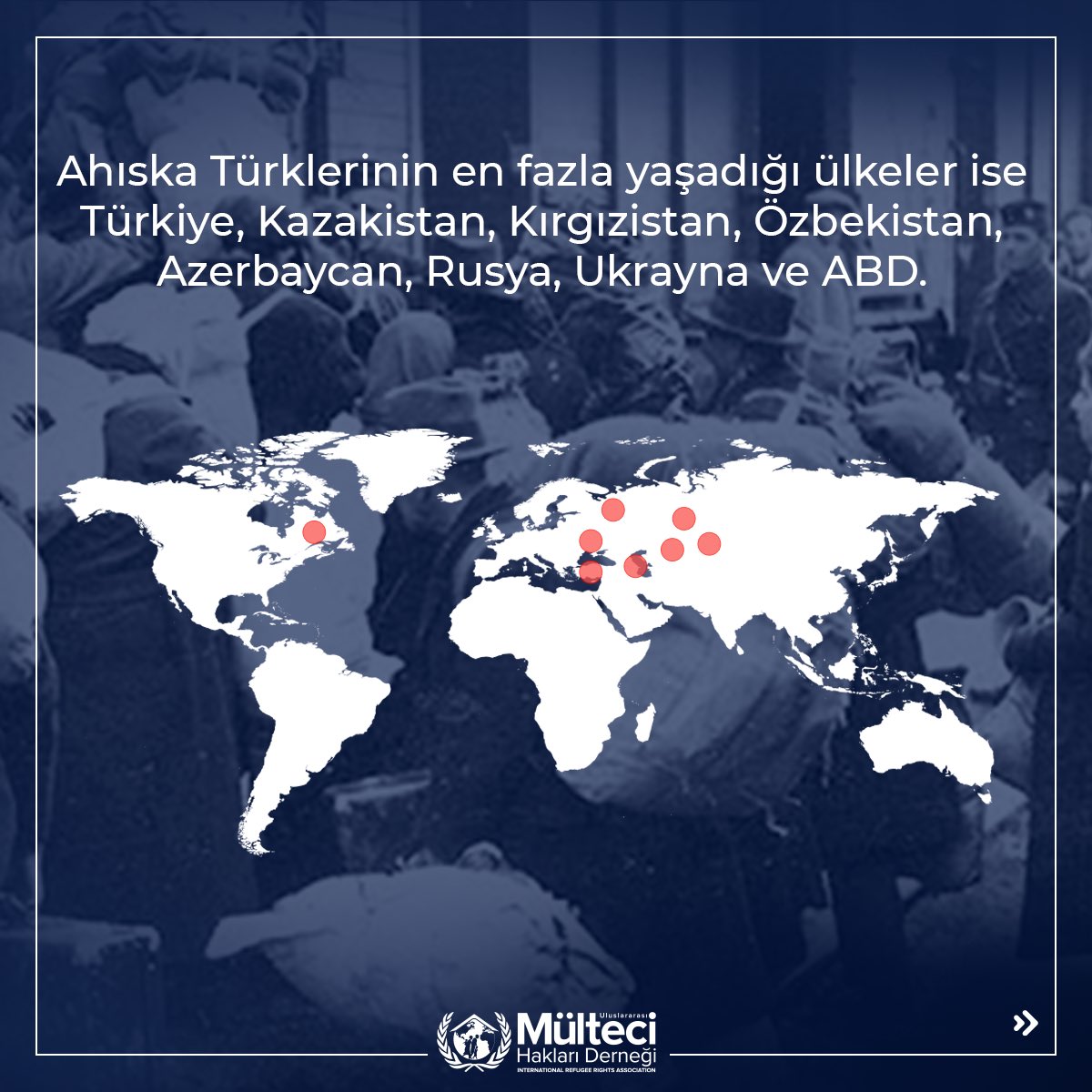 multecihakder's tweet image. 📌Ahıska Türklerinin en fazla yaşadığı ülkeler; Türkiye, Kazakistan, Kırgızistan, Özbekistan, Azerbaycan, Rusya, Ukrayna ve ABD’dir.