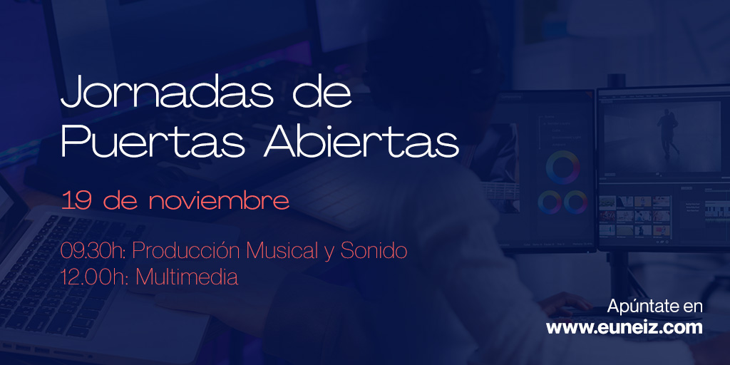 euneiz_uni's tweet photo. Este sábado celebramos Puertas Abiertas sobre nuestros grados tecnológicos. Antícipate a las necesidades del mercado laboral y estudia los grados en Multimedia o Producción Musical y Sonido para la Industria del Entretenimiento.

¡Apúntate ya!
#JPA #Multimedia #ProducciónMusical https://t.co/yY6g3Y0VhE