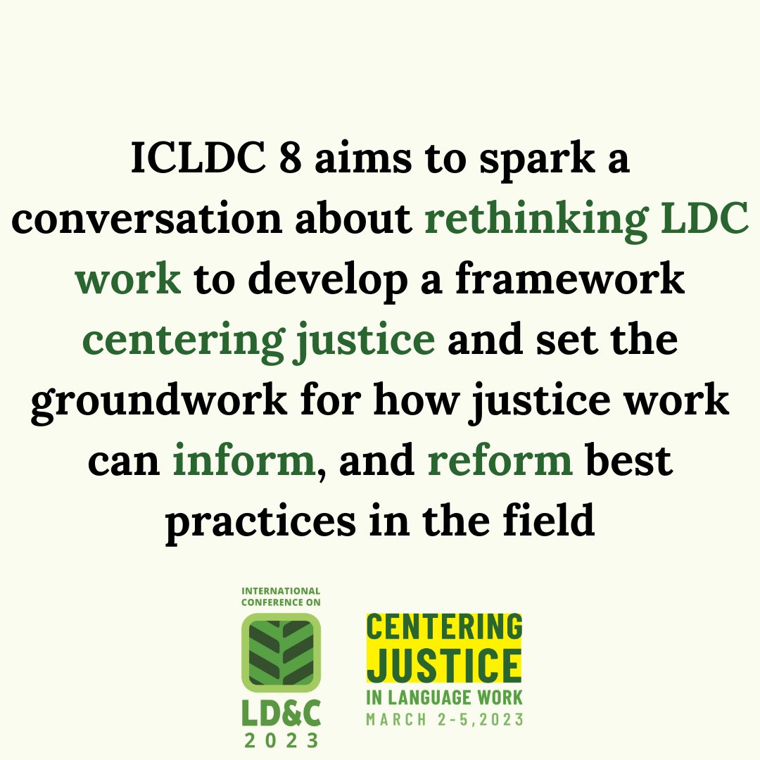 ICLDC_HI's tweet photo. The theme for ICLDC 8 is Centering Justice in Language Work, but what exactly does this mean?
These slides explore some crucial components to justice work in LDC. Check out our Instagram/Facebook for the complete post!
#icldc #icldc8 #language #justice #linguistics #activism https://t.co/wonI9eKp5X