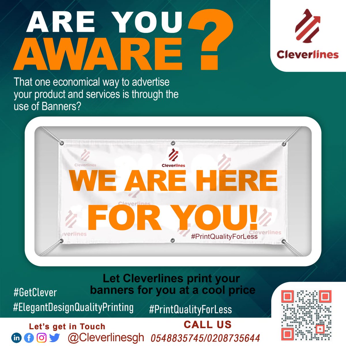 CleverLines3's tweet photo. That one economical way to advertise your products.
Get your #Banners designed and printed at #Cleverlines at a cool price.
Call our banner hotline now on 0548835745 for a quotation.
Print Quality For Less
Tiger Eye
#GraphicDesign
#Banner 
#Anas 
#BlackStars
Charles Adu Boahen https://t.co/5abNOQRmTA