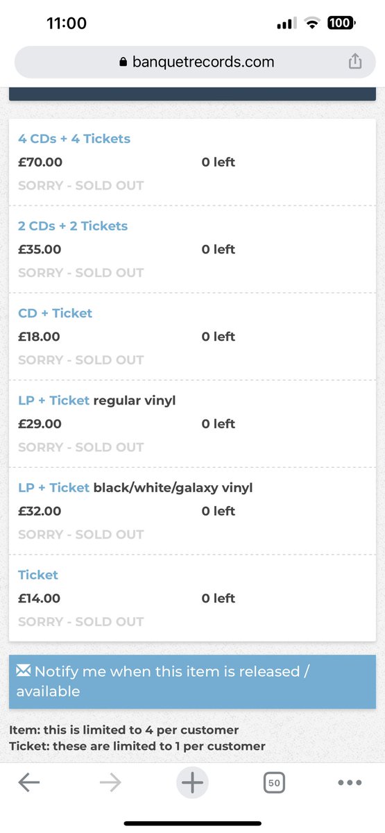 Worththewhile28's tweet photo. How can an event be sold out from the second it becomes available and when you keep refreshing the page it gives you availability and then it won’t let you buy it? This is a fucking joke. @BanquetRecords https://t.co/ylI29bZcGU