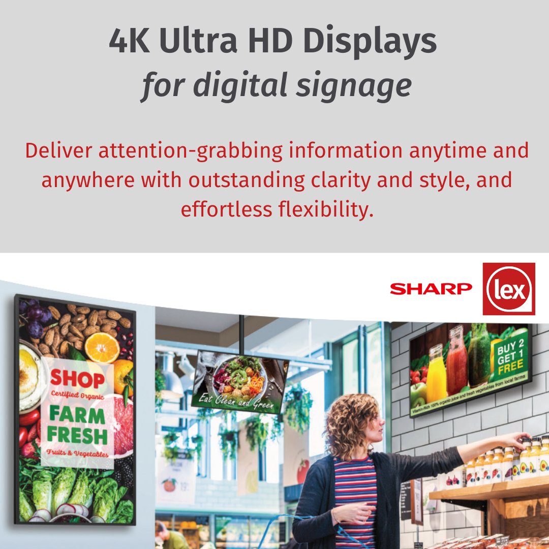 🖥️ Enjoy the perfect combination of a slim and stylish design, vivid 4K pictures, and powerful standalone operation with Sharp’s signage displays.

✅ Centrally manage all display screens to easily update and change visuals at the click of a button.

Speak to us on 0161 724 5711