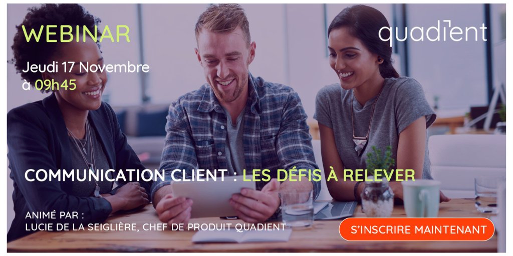 Quadient_FR's tweet image. La #communicationclient est désormais un enjeu majeur dans tous les secteurs d&apos;activité.

🎙️ Découvrez les principaux défis à relever de la communication client lors de notre #webinar du 17 novembre : pulse.ly/matowobalg

#TransformationNumérique
