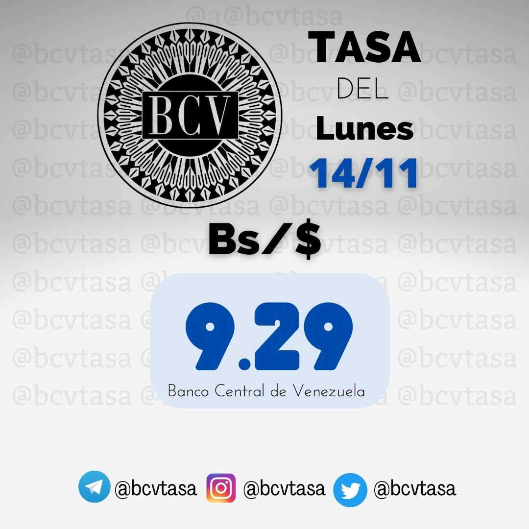 🛑Precio del Dolar Banco Central de Venezuela HOY
Lunes 14 de Noviembre. 

El tipo de cambio es el promedio de las operaciones en mesas de cambio de las instituciones bancarias.

#dolarbancocentralhoy #dolarvenezuela 
#bcv #bancocentral #dolarbcv
#MercadoCambiario #BCV🇻🇪#14Nov