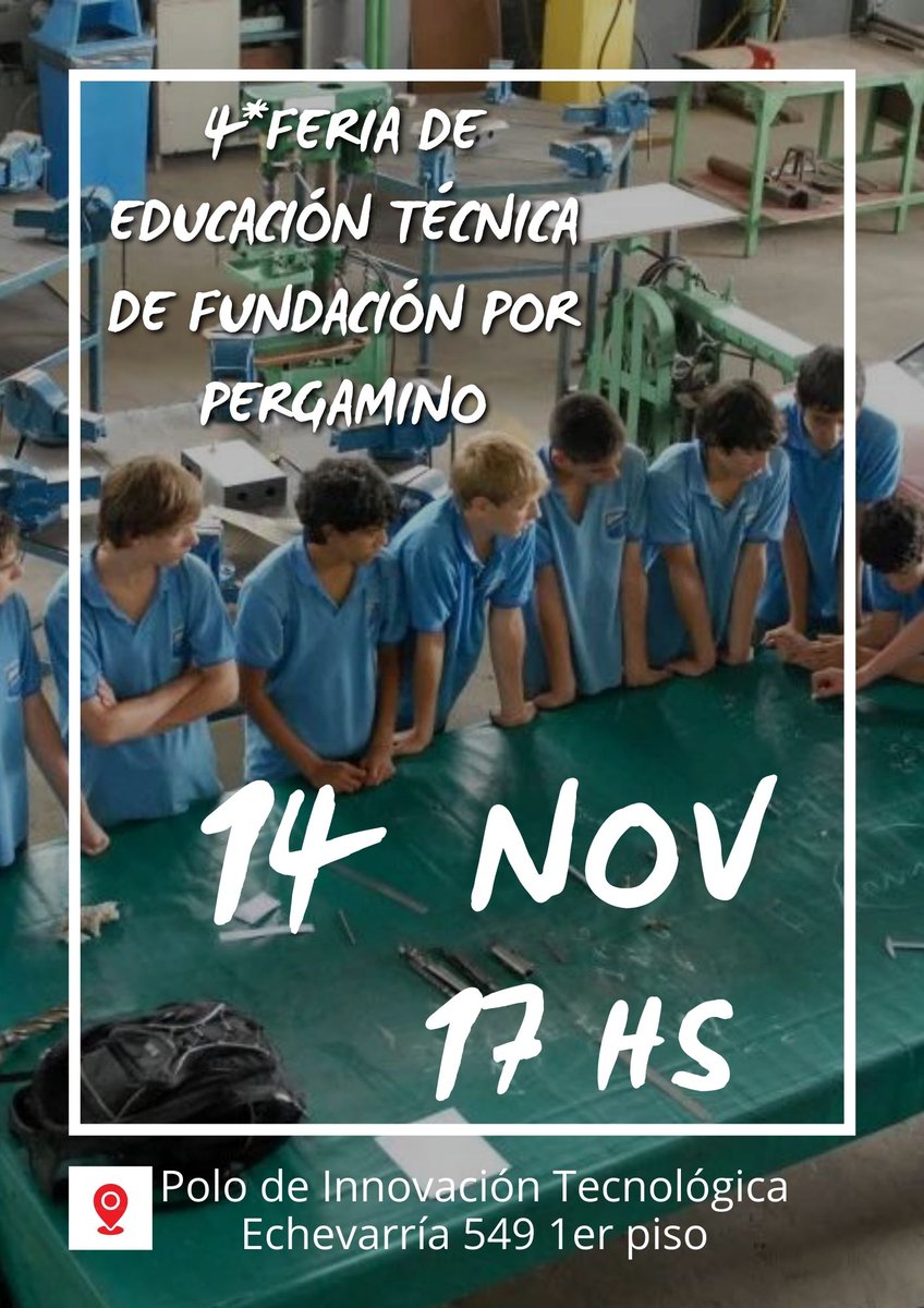 4ta Feria de Educación técnica de <a href="/PPergamino/">Fundación Por Pergamino</a>!

Pretendemos dar visibilidad a la educación técnica de calidad en Pergamino, fortalecer la educación técnica  y el vínculo con las escuelas y sobre todo premiar el mérito de los estudiantes!!💪📸
#educaciontecnica
#desarrollolocal