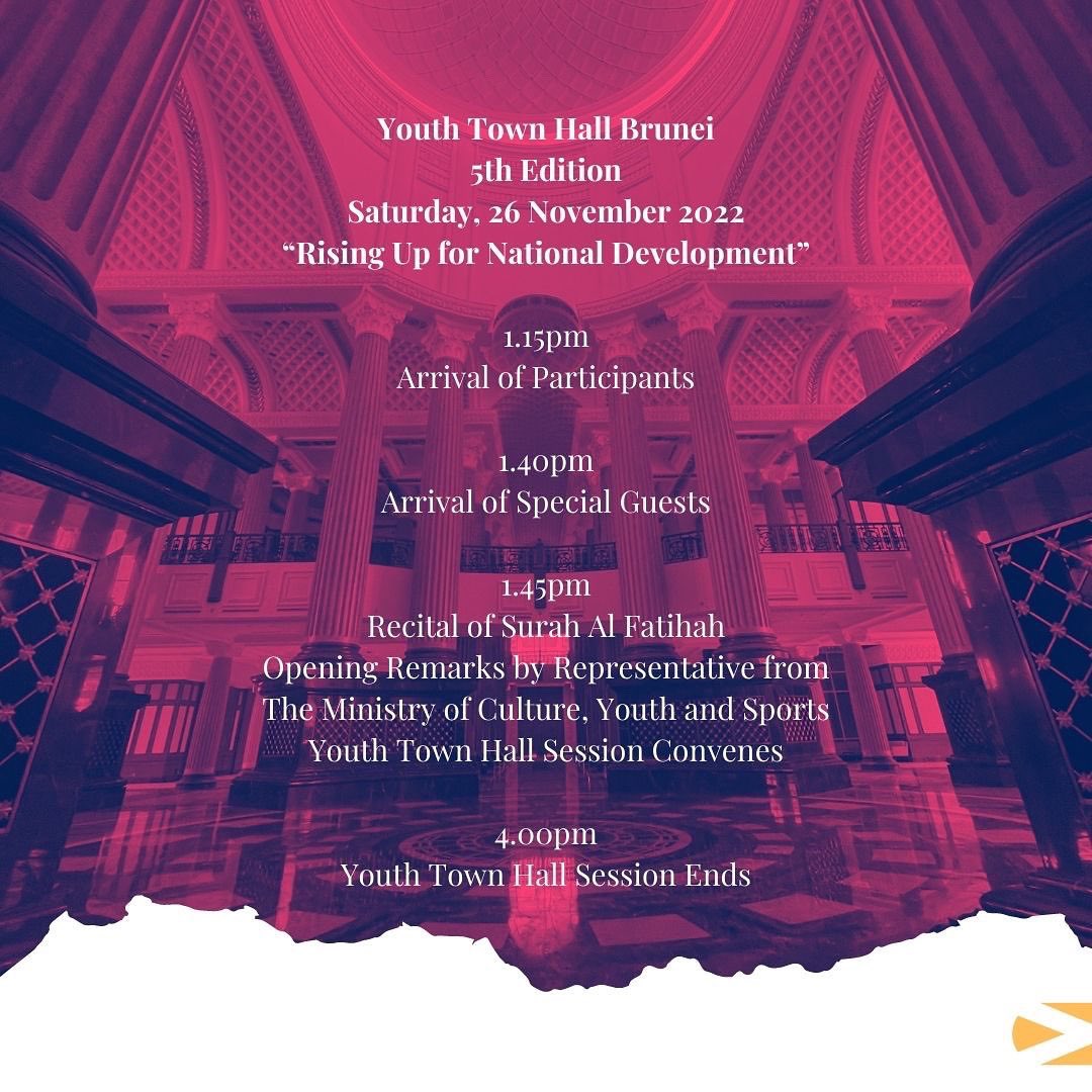 ypnbrunei's tweet photo. Book your seat now at https://t.co/NQhT13MCp4 ๐
#youthtownhallbrunei
#yth2022
#riseup4nationaldevelopment https://t.co/LY7mO1g7Zv