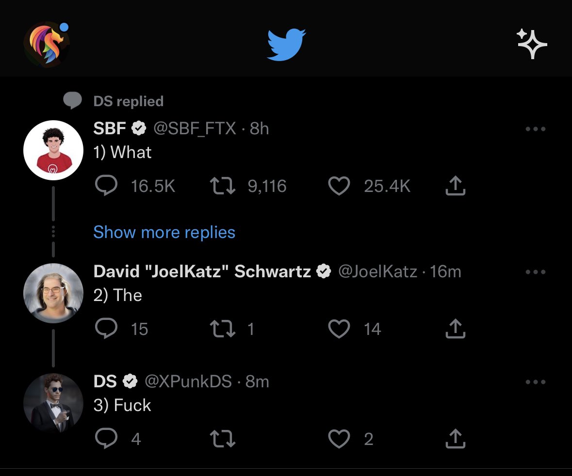 Showing me Completed sentences is important, <a href="/Twitter/">Twitter</a> understands this 😂 
<a href="/JoelKatz/">David 'JoelKatz' Schwartz</a> @XPunkDS