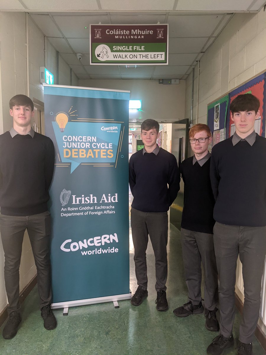 Congratulations to our Senior Debate team!Peter Kennedy, Michael Walshe, Keelan Varley and Micheal Geoghegan won the first round of the Concern Debate Competition against Kilkenny College. Best of luck to the boys in the next round! 
#positivityprideperformance <a href="/westmeathtopic/">Westmeath Topic</a>