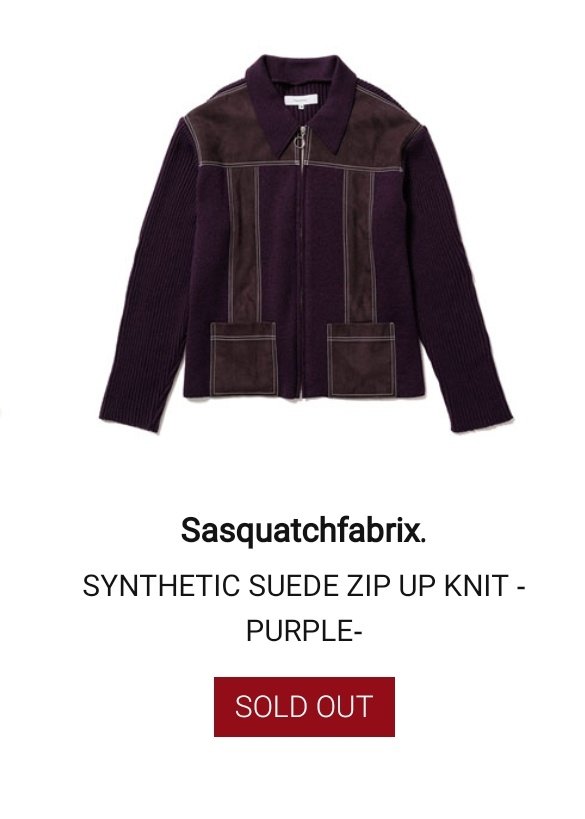 BTS ユンギ着用 Sasquatchfabrix ZIP UP KNIT-