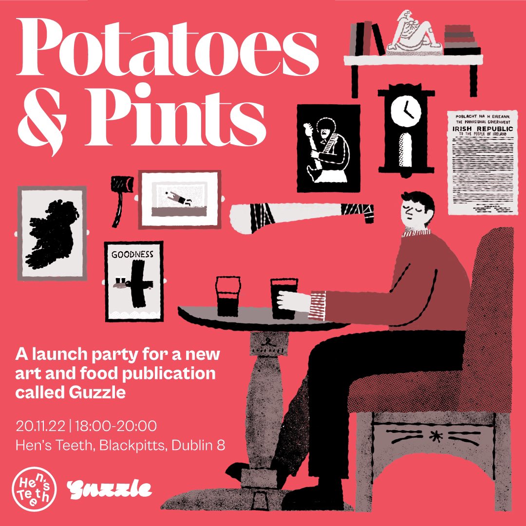 Ireland is known as the land of Potatoes &amp; Pints but are these stereotypes accurate? 

Join us for a chat about contemporary food culture to launch issue one of Guzzle - a new art and food publication created in Dublin. 

20.11.22 @Hensteethstore

🎟: eventbrite.com/e/466798515927