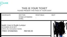 zyaaaa76579583's tweet photo. WANT TO SELL GENERAL STANDING TICKET KESHI LIVE IN KL

Now one ticket left
Friday 2/12

Hurry while one left here https://t.co/MoQnpSsiZI