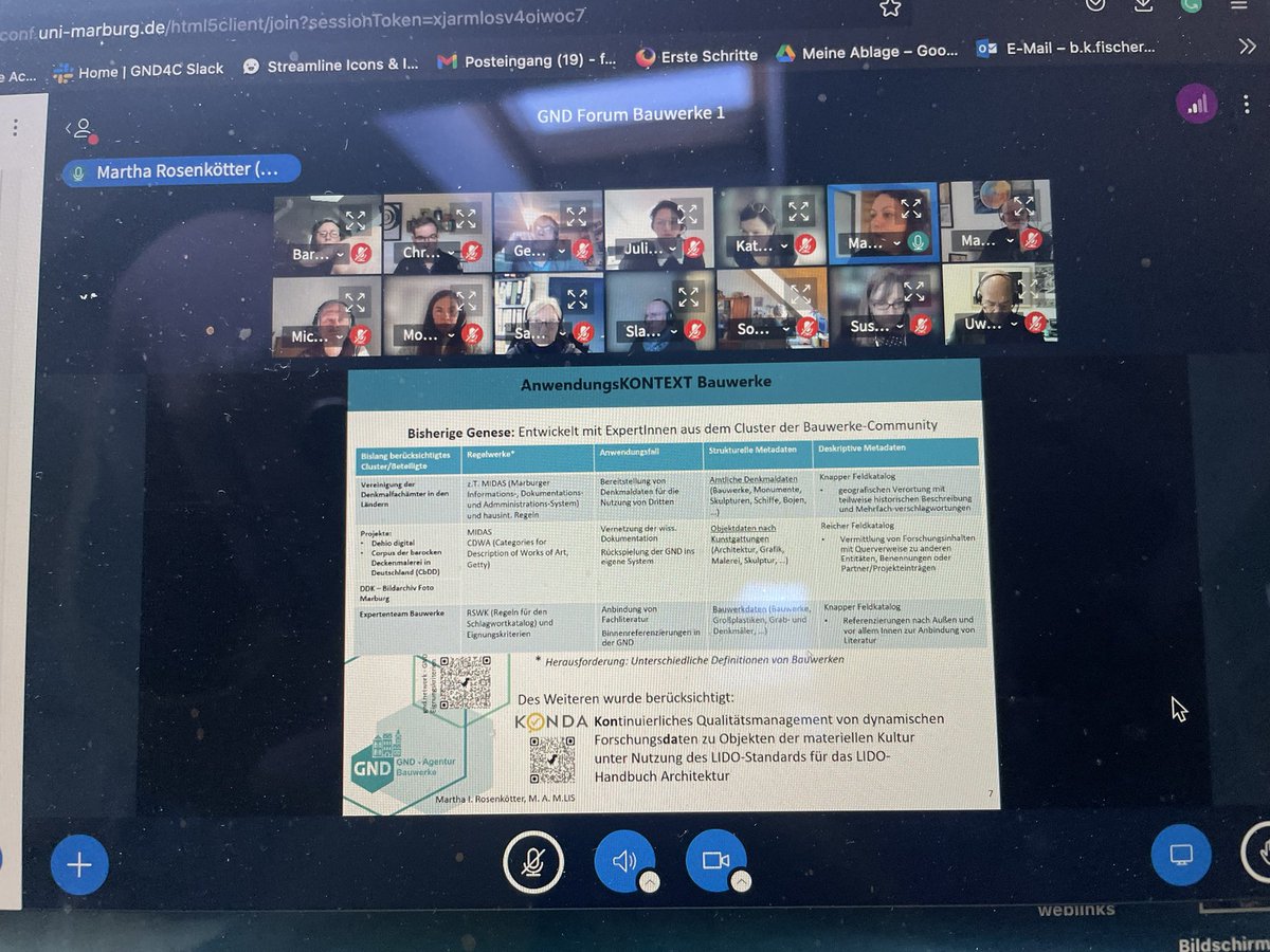 #GNDforum Es referiert <a href="/Martha_I_Ro/">Martha Rosenkötter</a> <a href="/FotoMarburg/">DDK - Bildarchiv Foto Marburg</a> zum Anwendungskontext für Bauwerke und die Ergebnisse aus dem Projekt #GND4C im Anschluss zeigt Mathias Manecke <a href="/DNB_AfS/">DNB_AfS</a> wie dieses Application Profile in der Wikibase basierten GND Doku der Erfassungsregeln umgesetzt wird.