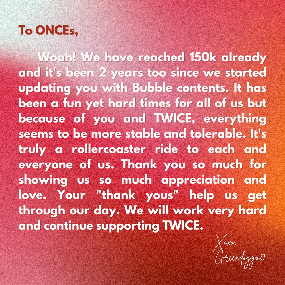 Wow! A double achievement 🥺💖 Thank you so much for showing interest to us. Please continue to show us especially TWICE lots of love and support. We love you~ 💓 여러분들 정말 감사합니다ㅠㅠ Support us in: buymeacoffee.com/OT9TRANS