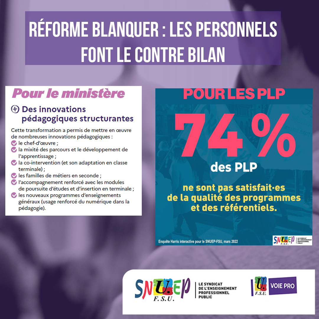 SNUEPFSU's tweet photo. 📌Réforme Blanquer, les personnels font le contre #bilan : les programmes
✊Toutes et tous en grève et dans l'action le #17novembre !
https://t.co/j7BOOyDeGE
#FSUVoiePro #snuepfsu #LycéePro #AvecLaFsuPourGagner #PLP #FSU #grève #réforme #SauvonsLeLyceePro #balancetareforme https://t.co/vFXlBGucGk