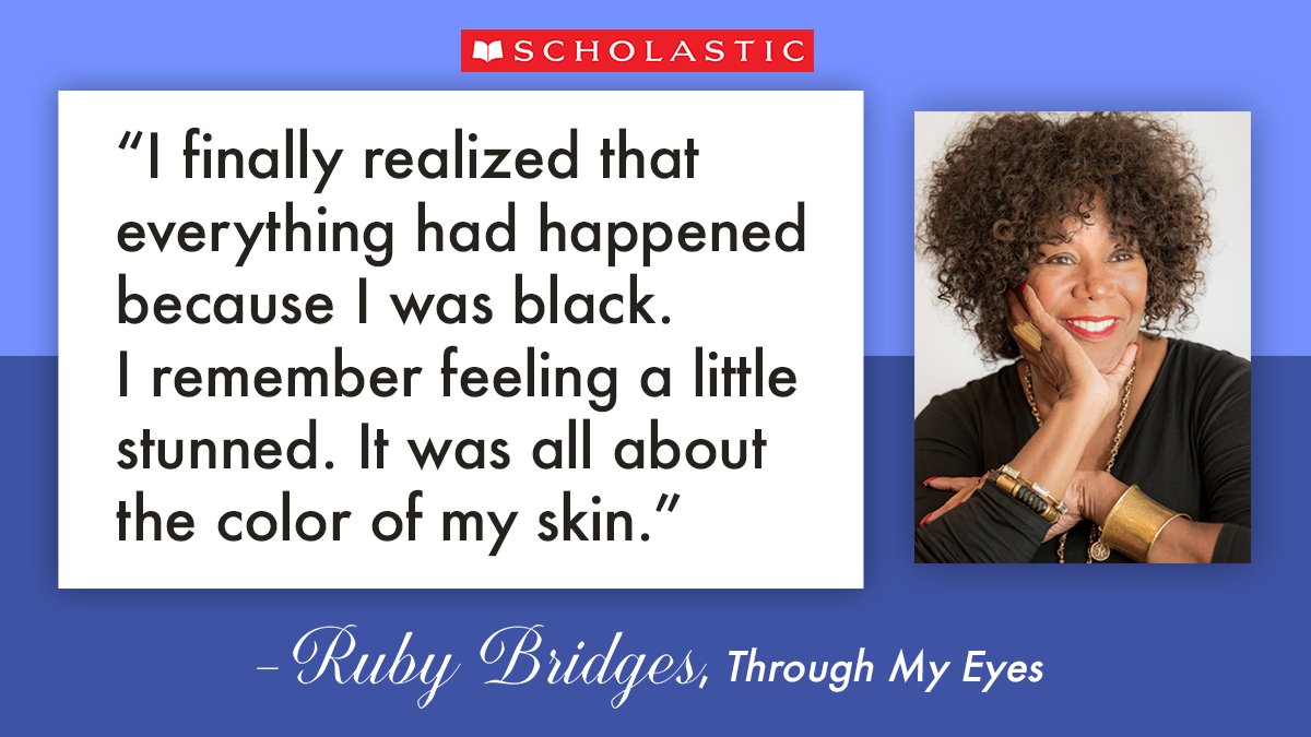 Scholastic's tweet photo. Today, on Ruby Bridges Walk to School Day, we invite you to walk in Ruby’s footsteps to effect change in your community through conversation. Visit https://t.co/rDeeQLQMtj for more. @RubyBridges https://t.co/cfSYbEV8nQ