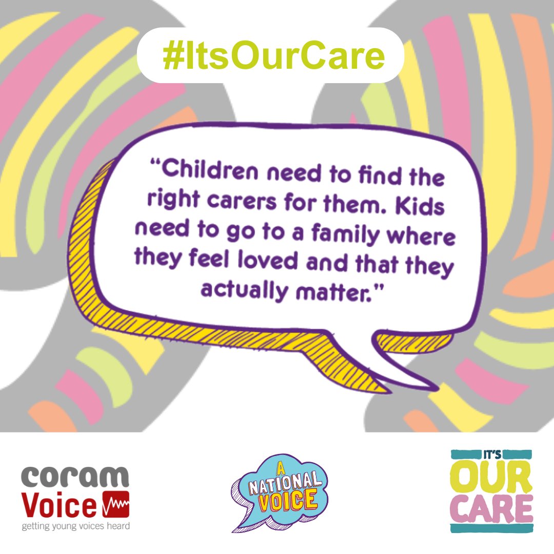 CoramVoice's tweet photo. Today we are sharing the views of care experienced children and young people as part of #itsourcare. 

We believe their voice should be central to shaping the care system and urge @GillianKeegan and @ClaireCoutinho to listen to what they have to say. https://t.co/ApXHkuFsNT