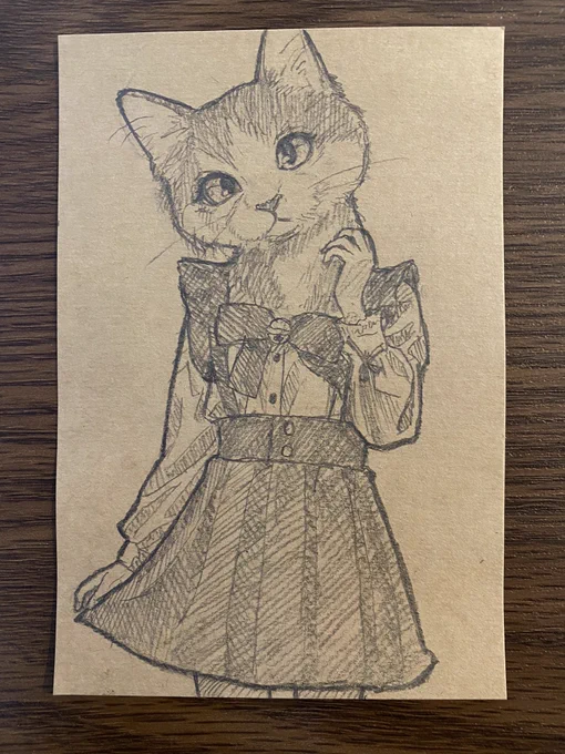 ネコチャンめちゃくちゃ可愛く描けました!
#獣頭 #イラスト 