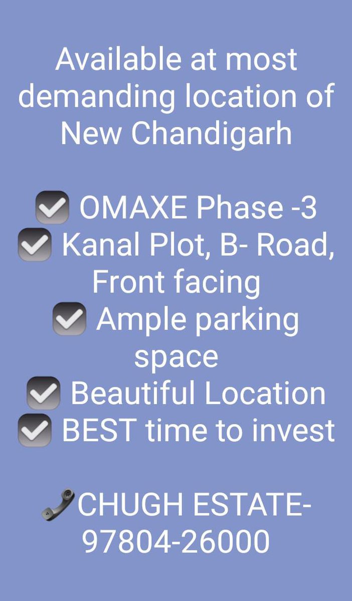 EstateChugh's tweet image. KANAL PLOT AVAILABLE IN OMAXE NEW CHANDIGARH

#forsale #kanal #kanalplot #newchandigarh #chandigarh #mohali #kharar #zirakpur #Sales