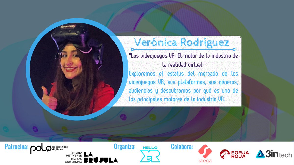 [Ponente VRDay - 19 Noviembre en twitch.tv/helloxr]

<a href="/veronica_IamVR/">I AM VR - Verónica Rodríguez | VR Game Marketeer</a>, VR Producer en <a href="/OutBlueGames/">American Arcadia 📺🎮 OUT NOW!</a>, nos va hablar sobre los videojuegos #VR 😍

¿Quieres aprender más sobre #gamedev y #RealidadVirtual? ¡¡Te esperamos!!