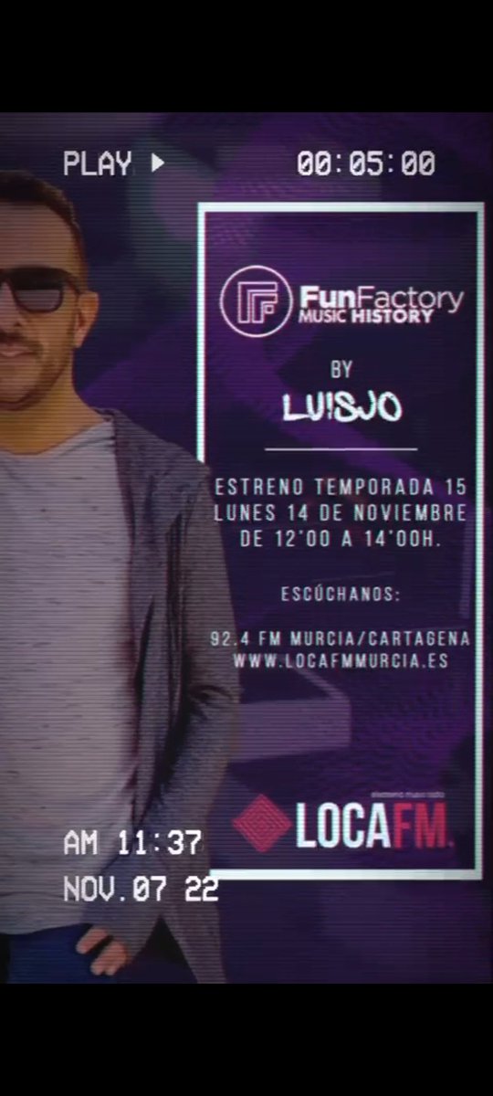 De lunes a Viernes de 12 a 14h...@Luisjo___ en LOCA FM MURCIA 92.4