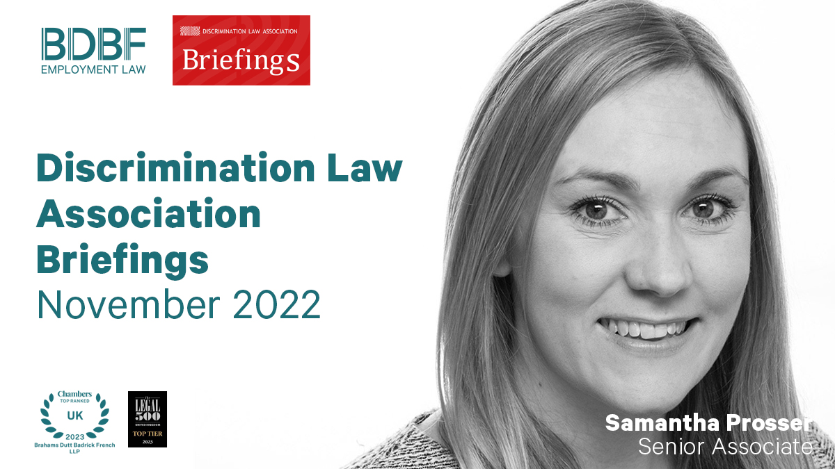 BDBF Employment Law (@bdbf_llp) on Twitter photo In the latest edition of <a href="/DLAinfo/">Discrimination Law Association</a> Briefings, BDBF Senior Associate, Samantha Prosser, shares her thoughts & considerations on the proportionality of #dismissal decisions under Section 15 of the Equality Act 2010. bit.ly/3WZG95P
#equality #discrimination #employmentlaw In the latest edition of <a href="/DLAinfo/">Discrimination Law Association</a> Briefings, BDBF Senior Associate, Samantha Prosser, shares her thoughts & considerations on the proportionality of #dismissal decisions under Section 15 of the Equality Act 2010. bit.ly/3WZG95P
#equality #discrimination #employmentlaw