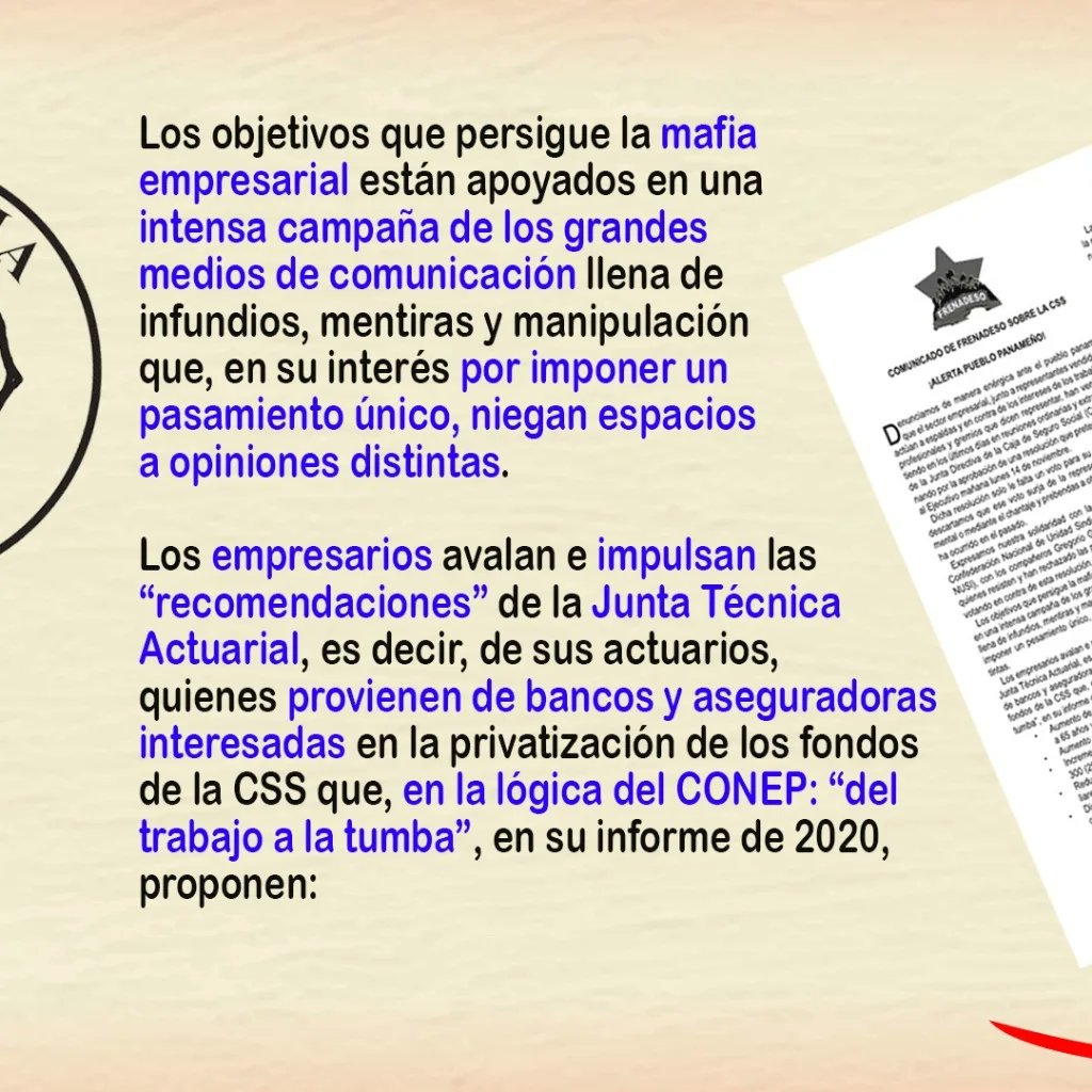 SuntracsPanama's tweet photo. 🚨 ALERTA 🚨 
Te explicamos cuáles son los reales objetivos que persigue la mafia empresarial 
#Comparte #Analiza 
HILO 🧵 https://t.co/I2loCaNZSQ