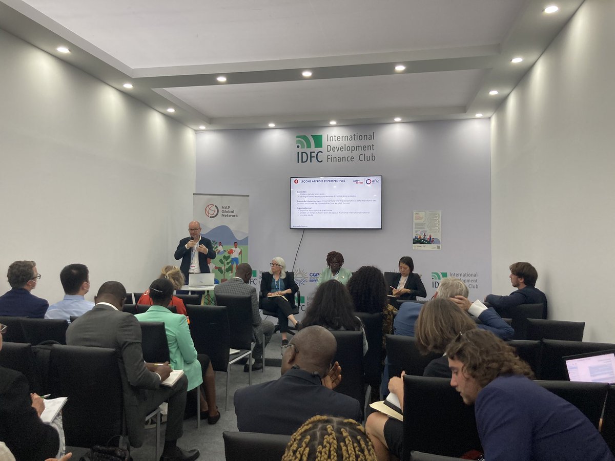 cat_simonet's tweet photo. @cbuffet sharing AdaptAction programme lessons learned on gender and highlighting an innovative study done by Baastel on gender, education and adaptation in Senegal to inform adaptation approaches @AFD_en @NAP_Network @IDFC_Network @baastel https://t.co/nMtHGrGYLe