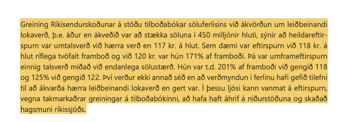Eignir almennings voru seldar á undirverði. Á þetta hefur verið bent frá upphafi en fjármálaráðherra neitað og brugðist illa við. Sjá skýrslu @Rikisend hér: rikisendurskodun.is/skyrslur/nanar…