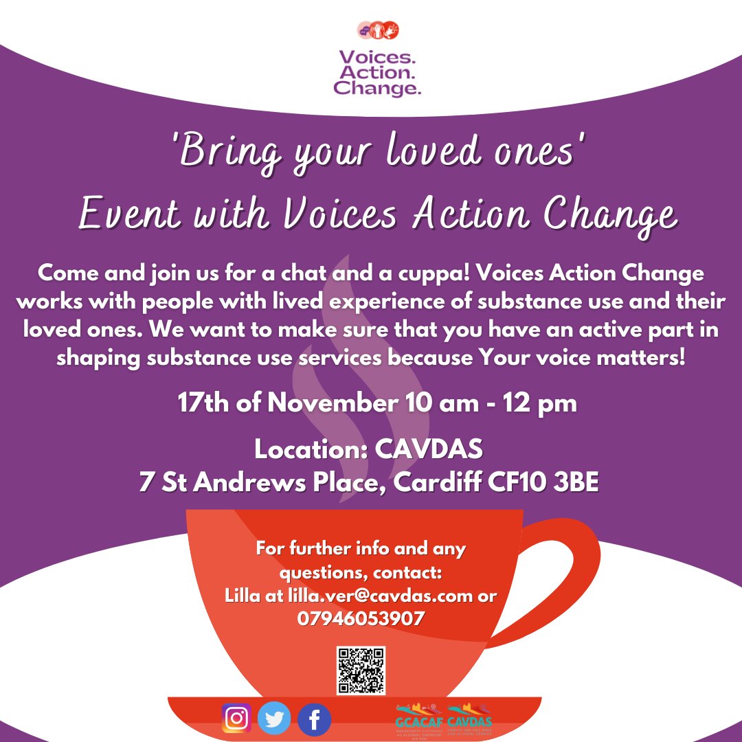VoicesActionCh1's tweet photo. You asked at our last event, and we listened! All are welcome to our event this Thursday! Email Lilla at lilla.ver@recoverycymru.org.uk or call 07946053907 for more information @CAVDAS22 #VAC #Recovery #CAVDAS https://t.co/Icav3CxPTq