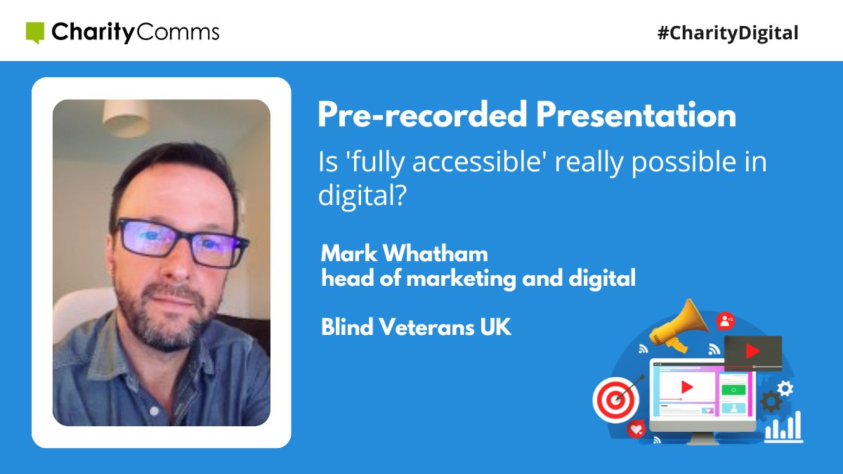 Pleased to be talking 'Accessibility' at CharityComms 22 Digital Conference this week. NB: think about accessibility and usability from the outset. #CharityDigital <a href="/BlindVeterans/">Blind Veterans UK</a> <a href="/ReasonDigital/">Reason Digital | B Corp™</a> <a href="/AbilityNet/">AbilityNet</a>