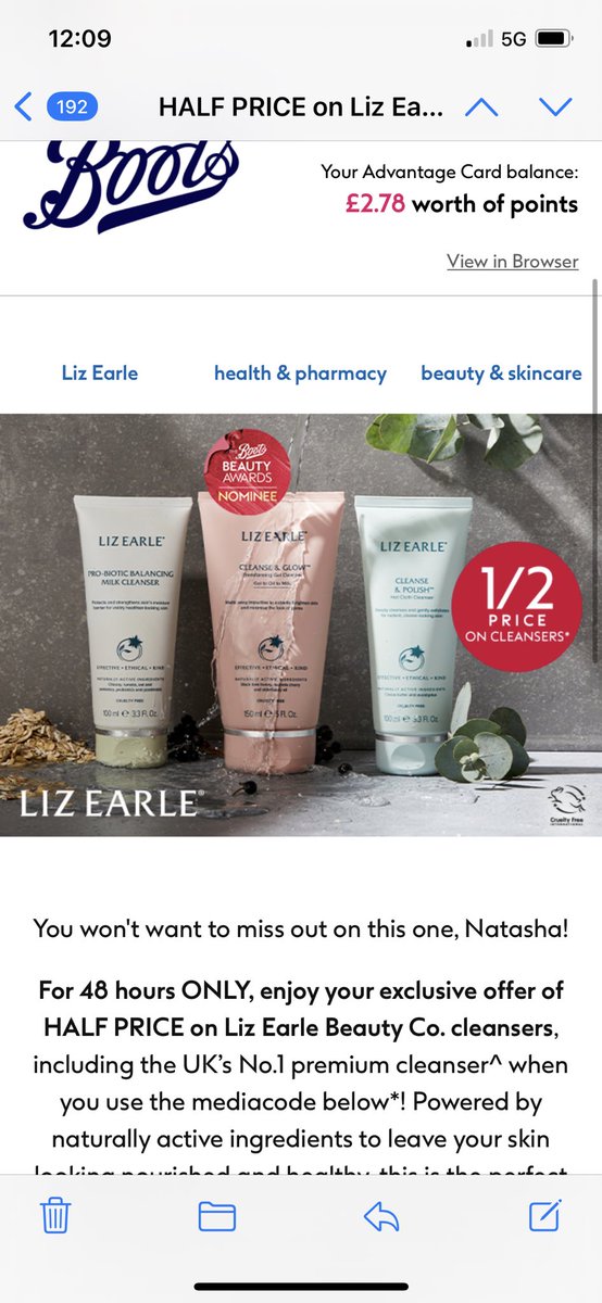 PrincessNarnia's tweet photo. @BootsHelp It was on all cleaners LIZEARLE50 https://t.co/7KTmwIwjWp
