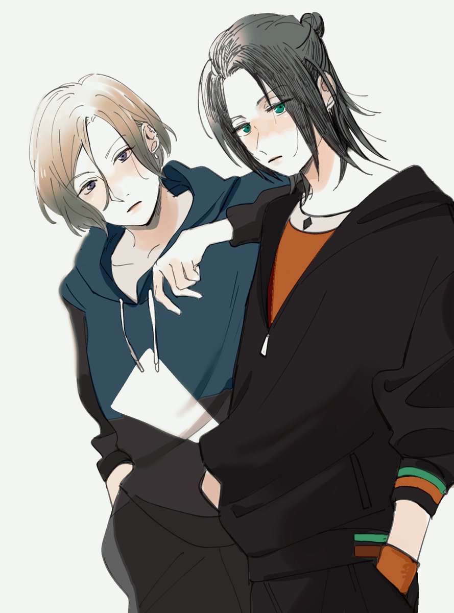 「二人のジャージ姿可愛いよねって話しましたっけ? 」|ハヤノリ5/4吾が手のイラスト