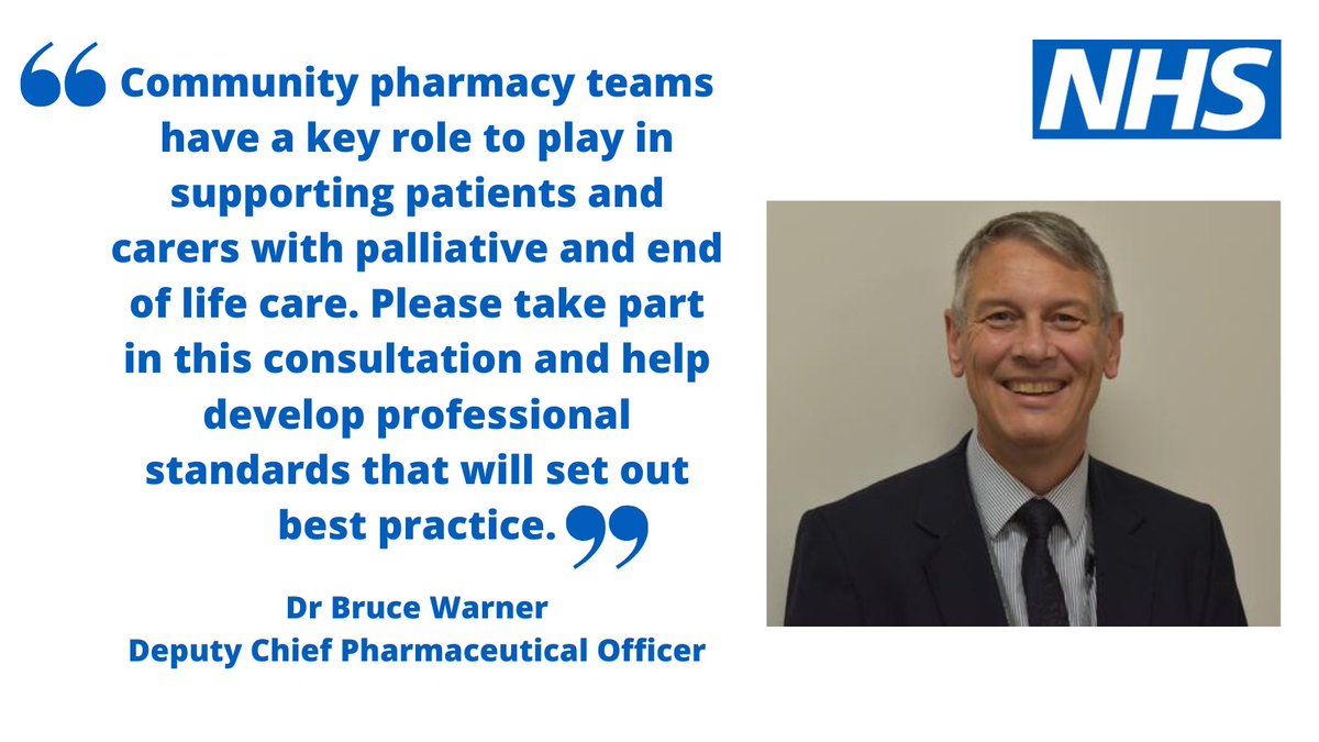 We encourage you to take part in this @rpharms @mariecurieuk consultation to help develop professional standards in palliative care for community pharmacy: rpharms.com/about-us/news/… @BruceWarner