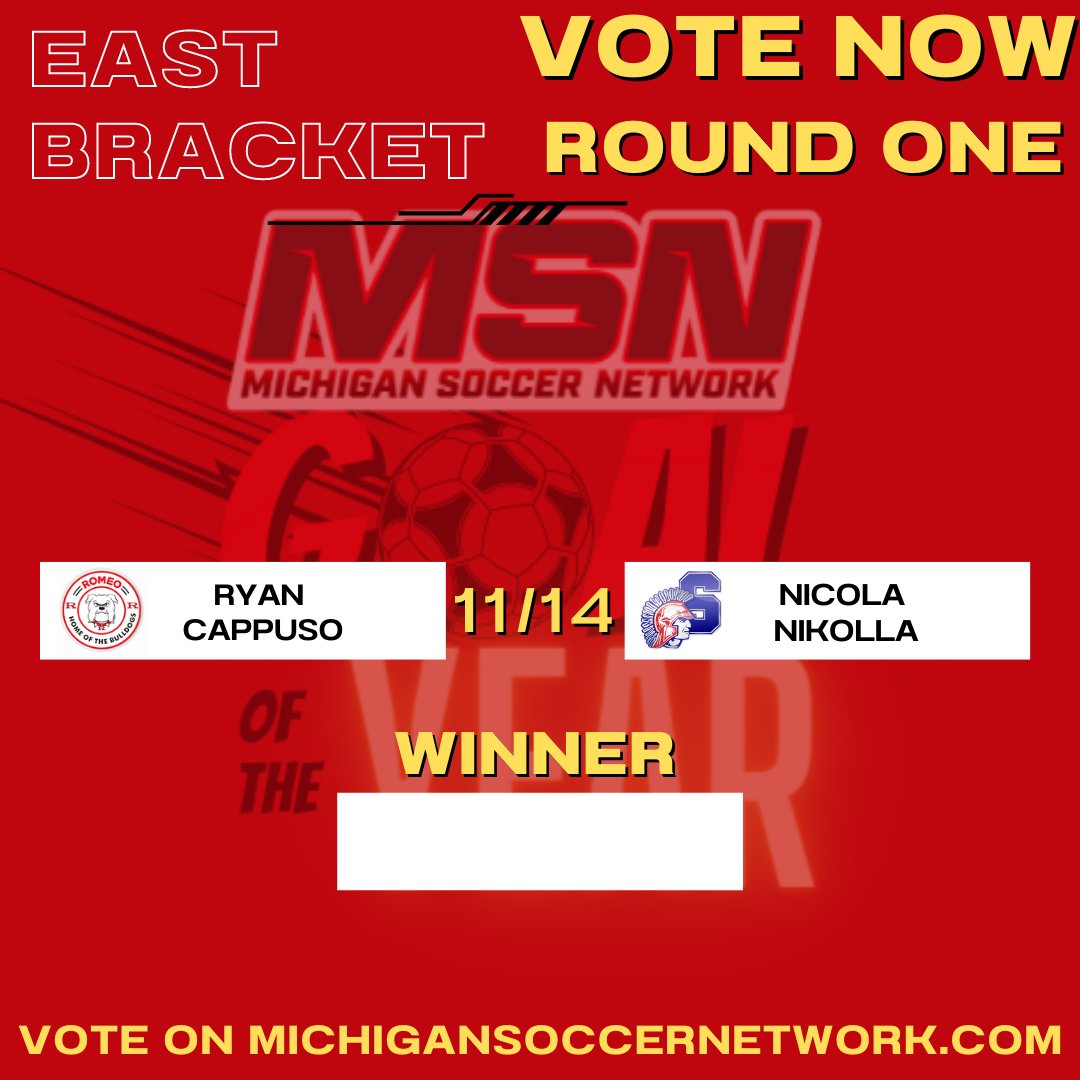 Michigan Soccer Network (@misoccernetwork) on Twitter photo MSN #GOTY VOTING NOW OPEN AT 8 AM
WATCH AND VOTE HERE
michigansoccernetwork.com/matchup9
<a href="/RomeoHighSchool/">RomeoHighSchool</a> <a href="/RomeoBoysSoccer/">Romeo Boys Soccer</a> <a href="/Titansfooty17/">Titans Soccer</a> <a href="/MIPrepZoneMD/">MIPrepZone Macomb</a> <a href="/MIPrepZone/">MIPrepZone</a> <a href="/OAAathletics/">OAA Athletics</a> <a href="/SteveBOnTheMic/">Steve</a> <a href="/j0nathanturner/">Jonathan Turner</a> <a href="/FishKiwi/">Kiwi</a> MSN #GOTY VOTING NOW OPEN AT 8 AM
WATCH AND VOTE HERE
michigansoccernetwork.com/matchup9
<a href="/RomeoHighSchool/">RomeoHighSchool</a> <a href="/RomeoBoysSoccer/">Romeo Boys Soccer</a> <a href="/Titansfooty17/">Titans Soccer</a> <a href="/MIPrepZoneMD/">MIPrepZone Macomb</a> <a href="/MIPrepZone/">MIPrepZone</a> <a href="/OAAathletics/">OAA Athletics</a> <a href="/SteveBOnTheMic/">Steve</a> <a href="/j0nathanturner/">Jonathan Turner</a> <a href="/FishKiwi/">Kiwi</a>