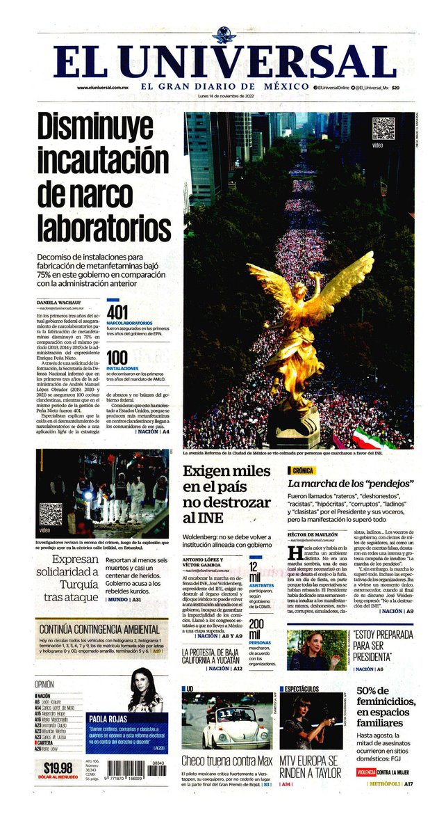 sergiofimbres's tweet photo. 📰 ‘Sí a la democracia’

📰 Aumentan homicidios dolosos en Jalisco

📰 Disminuye incautación de narco laboratorios

📰 Marchan miles en defensa del INE

#Portadas #PrimerasPlanas #EnPortada #FelizLunes https://t.co/aO65sTaxEd
