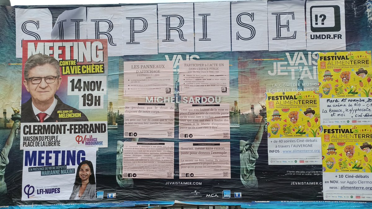 solidairnet's tweet photo. Affichage #surprise à Clermont Ferrand 
#UnMurDansLeReel #alimenterre https://t.co/XZZI3zI6fG https://t.co/cUb0m33QjW