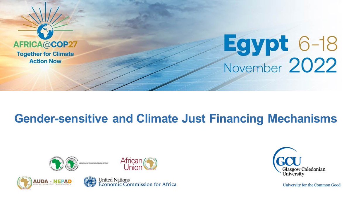 Where is the money for women in climate finance? Discuss with us <a href="/AfDB_Group/">African Development Bank Group</a> today at 4-5pm Africa Pavillion #AfricaCOP27 #Egypt #cop27egypt 

<a href="/GCUclimatejust/">Mary Robinson Centre for Climate Justice</a> 
<a href="/soniaborrini/">Sonia for Climate</a> <a href="/Sohnasi/">AfroNomad</a> <a href="/MaryRobinsonCtr/">Mary Robinson Centre</a>