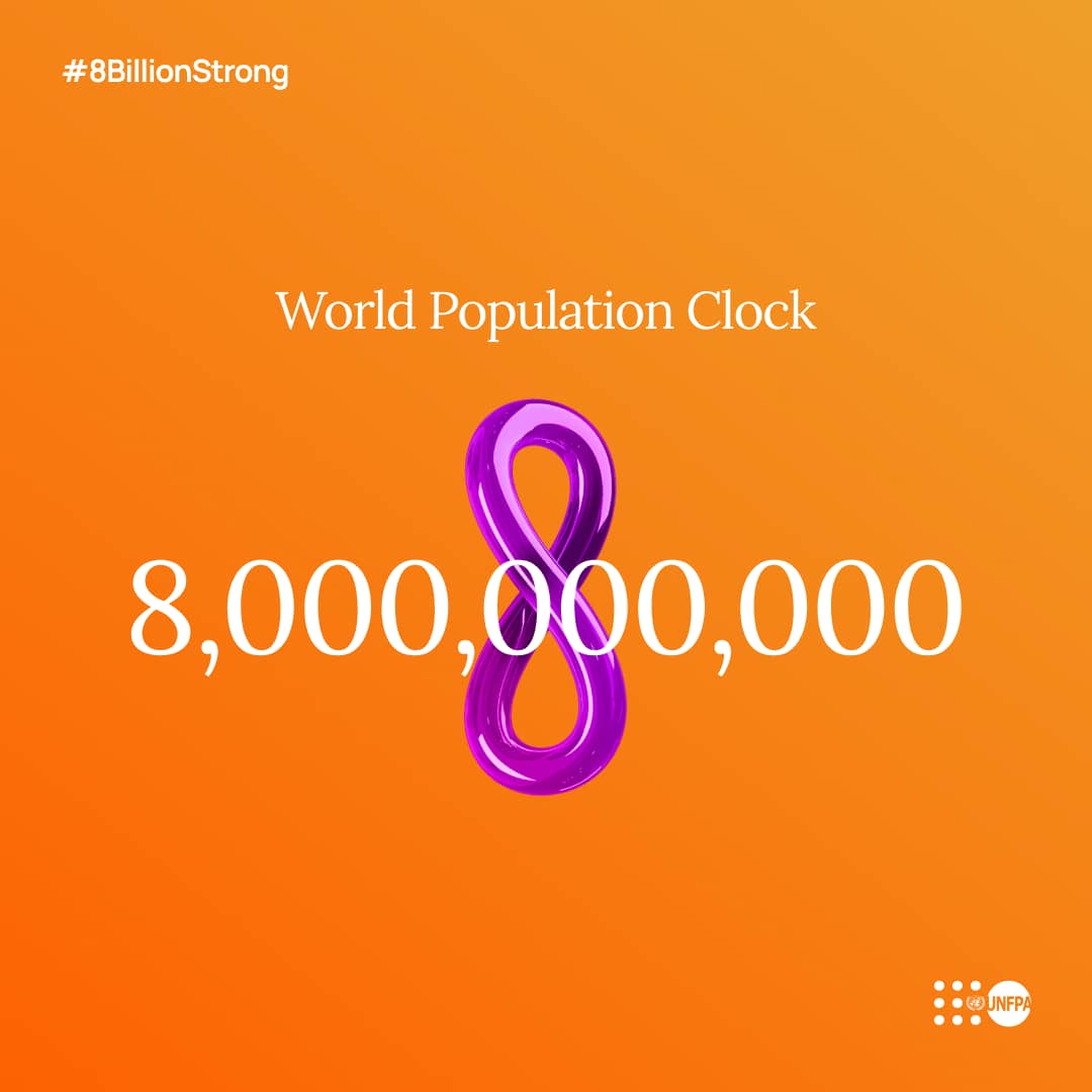 okwii_herbert's tweet image. The global population is projected to reach 8 billion on 15th November,2022 according to the World Population Prospects 2022, released by the United Nations Department of Economic and Social Affairs. #8BillionStrong