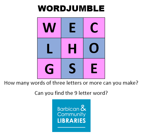 ShoeLaneLib's tweet photo. It's #wordjumble time!
Friday's 9 letter word was INVESTING
#LibrariesFromHome #LibrariesWithoutWalls
@BarbicanKids @barbicanlib @artizanlibrary @LDNLibraries https://t.co/xsGSTdnaMF