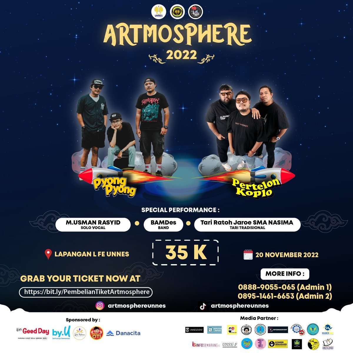infosemarang_id's tweet photo. [HMJM UNNES PROUDLY PRESENT]

"ARTMOSPHERE 2022 : Euphoria Carnival Nusantara"💫

GRAB YOUR TICKET ON
https://t.co/iiiCFiiTUJ

#ARTMOSPHERE2022 #HMJMUNNES #EVENTUNNES #EVENTSEMARANG #KONSERSEMARANG #INFOKONSER #KONSERUNNES #INFOEVENT
#maba #unnes #manajemen #pertelonkoplo https://t.co/Xzqm5paNG9