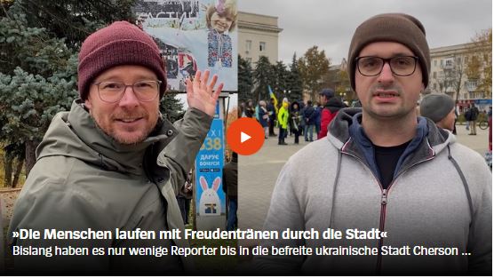 Aus naheliegenden Gründen zeige ich es mal an einem <a href="/derspiegel/">DER SPIEGEL</a>-Beispiel: Für Journalismus Geld zu bezahlen, bedeutet eben auch, dass Redaktionen ihre Reporter vor Ort hinschicken können. Wie zum Beispiel <a href="/Moskwitsch/">Moskwitsch</a> und <a href="/alexsarovic/">Alexander Sarovic</a> nach #Cherson. 

spiegel.de/ausland/ukrain…