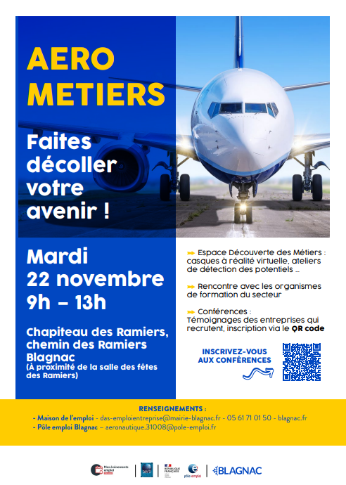 CMQE Aéronautique et Spatial (@cmqe_as) on Twitter photo #SaveTheDate ✈ Retrouvez AéroMétiers et informez-vous sur les métiers en tension, les formations existantes dans le secteur #aéronautique et détectez de nouveaux potentiels et habiletés pour ces métiers.
<a href="/VilleBlagnac/">Mairie de Blagnac</a> #SaveTheDate ✈ Retrouvez AéroMétiers et informez-vous sur les métiers en tension, les formations existantes dans le secteur #aéronautique et détectez de nouveaux potentiels et habiletés pour ces métiers.
<a href="/VilleBlagnac/">Mairie de Blagnac</a>