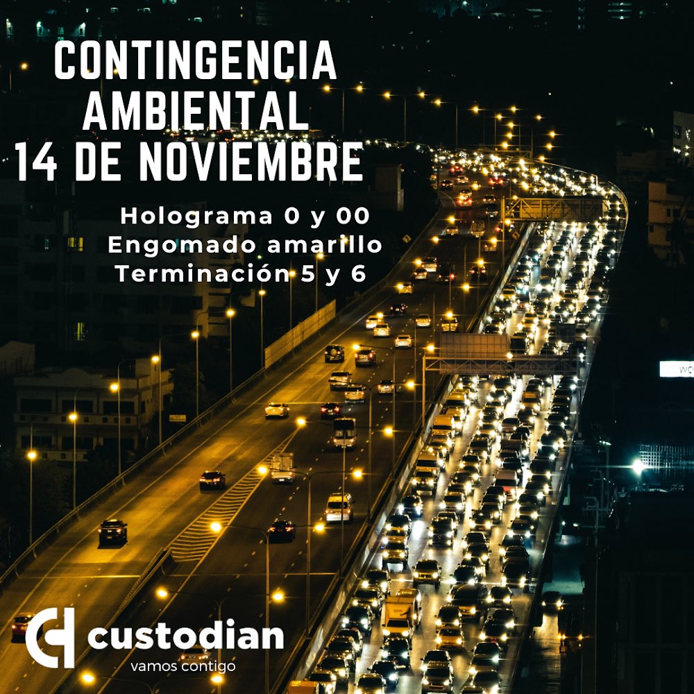 getcustodian's tweet photo. Hoy no circula del Lunes 14 de Noviembre. Escríbenos si tienes dudas.

#ContingenciaAmbiental #HoyNoCircula #CDMX https://t.co/EkvSRxHunL