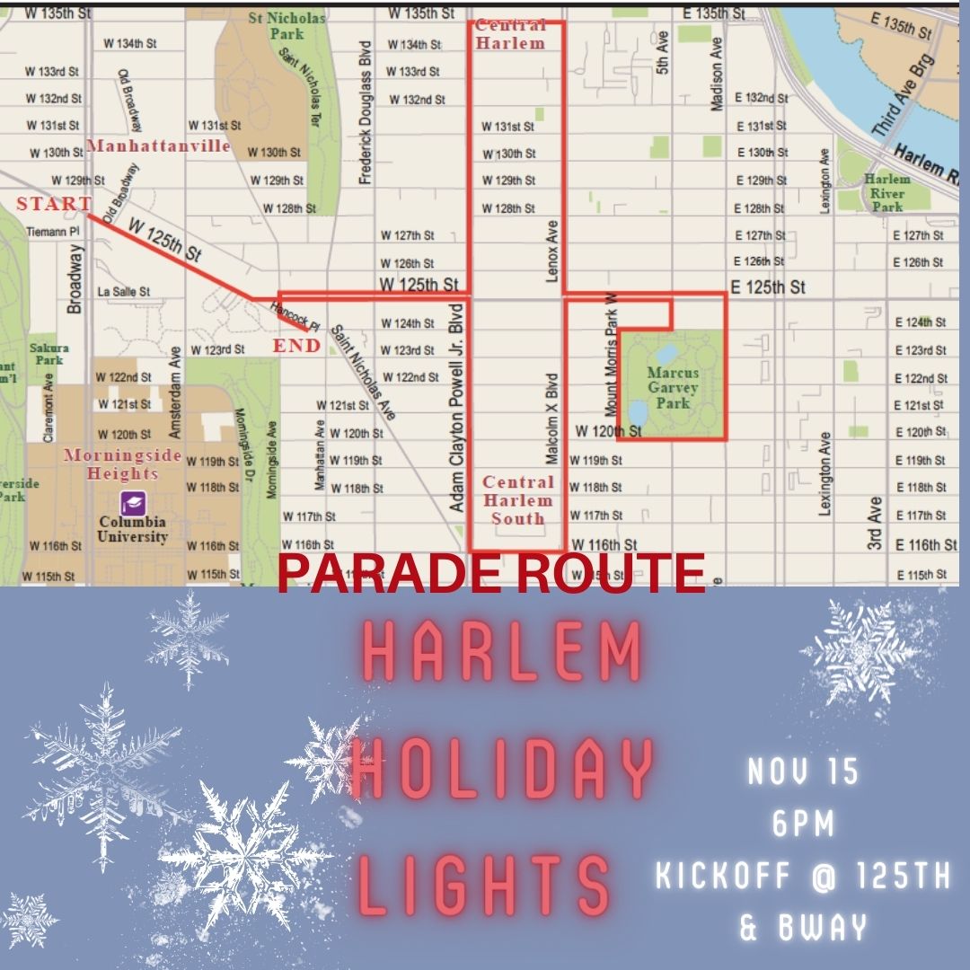 Activation sites will be set up along the route that will include special promos & giveaways by 125th Street businesses owners, and information stations for those seeking help on everything from health and wellness to cure programs. HarlemLightItUp.com