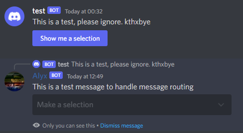 SudoJunior's tweet photo. turbo-eureka PR 2 adds component restriction resolution - https://t.co/KkLYS4piDh

Buttons and Select String components can now be restricted by role *before* the message is sent - if the 'disabled' field isn't already on the component.

#github #discord #typescript #programming https://t.co/LtPxN0jpRT