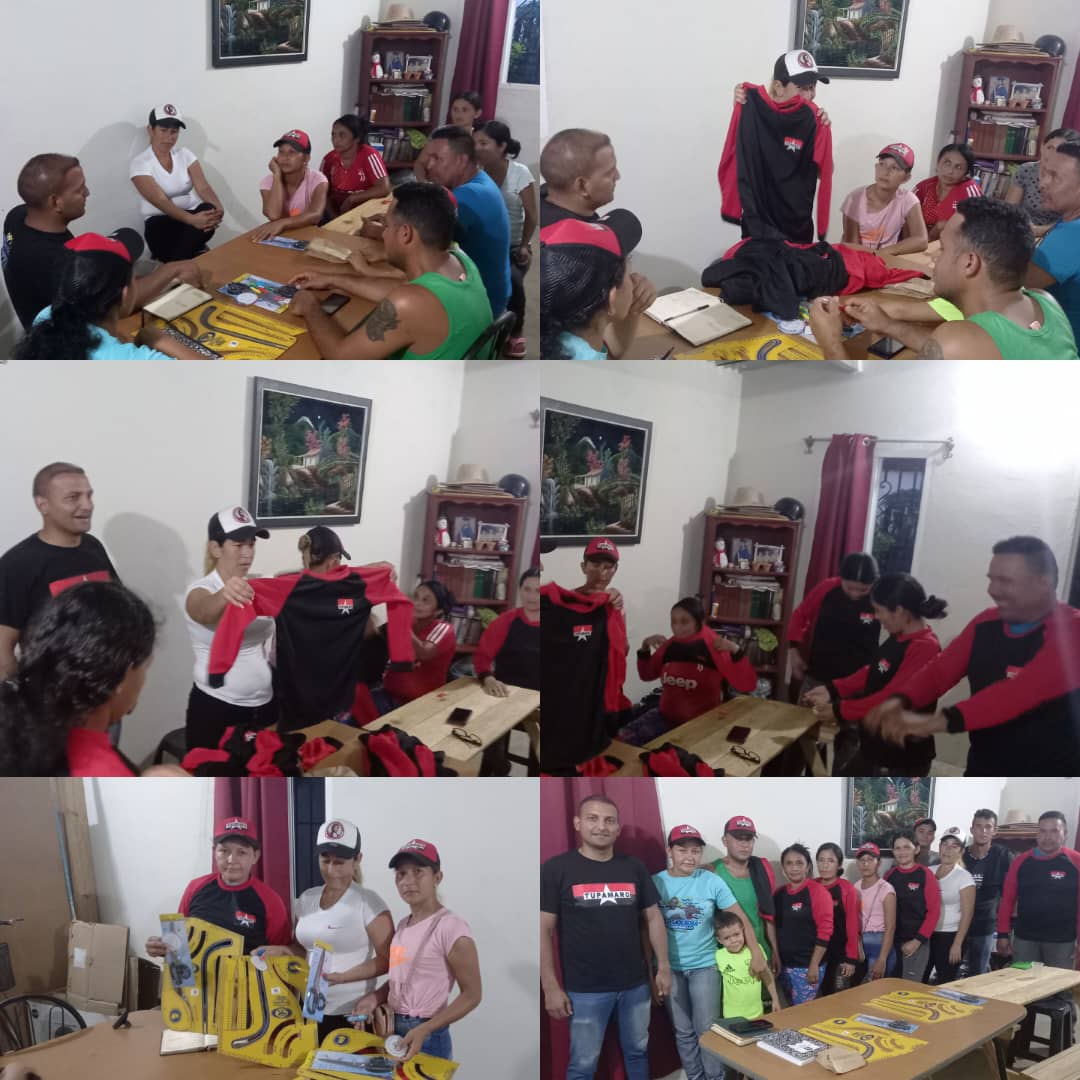 Reunión con la Militancia del Municipio Ospino-Portuguesa.En aras del fortalecimiento de nuestra organización política, se realizó agenda de trabajo Entrega de material textil y franelas a la militancia, realizadas por el movimiento de mujeres Micaela Bastida del Municipio Ospino