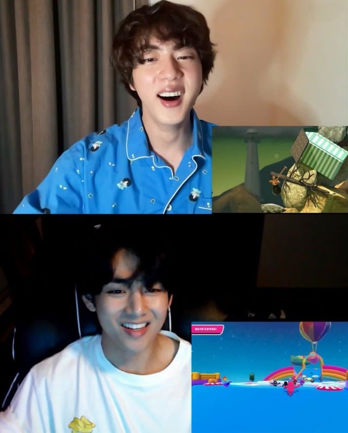 whyjeonssi's tweet image. Kim Taehyung                  Kim Seokjin 
                                🤝
responsáveis por lives de joguinhos com vários surtos e os melhores momentos!