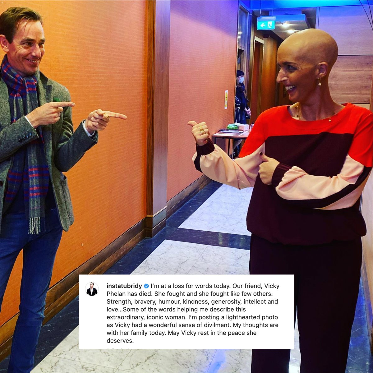 "Strength, bravery, humour, kindness, generosity, intellect and love… Some of the words helping me describe this extraordinary, iconic woman. My thoughts are with her family today. May Vicky rest in the peace she deserves." Ryan