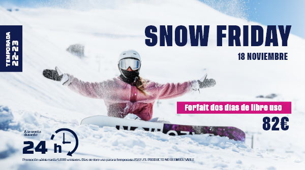 websierranevada's tweet photo. 📢 Vuelve el #SnowFriday a #SierraNevada ❗️❗️
🏂Forfait de 2 días, libre uso
📅 Venta exclusiva online, el viernes 18 N.
Más información ➡️ https://t.co/OAloozCybE https://t.co/I11pxXzA28