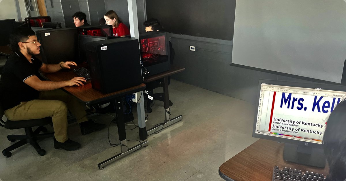 Excited to see the FBLA/TSA students working on the second batch of teacher nameplates.  Can't wait to send to another batch to JCPS material and production <a href="/MPJCPS/">Materials Production JCPS</a> <a href="/BTHS_Bears/">Butler High School</a>